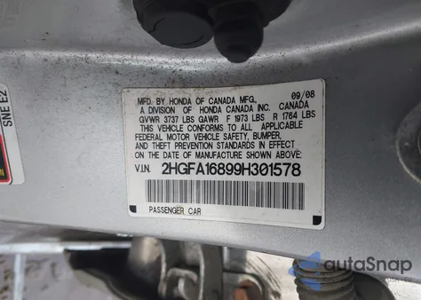 2009 Honda Civic Ex from USA, damaged, VIN 2HGFA16899H301578